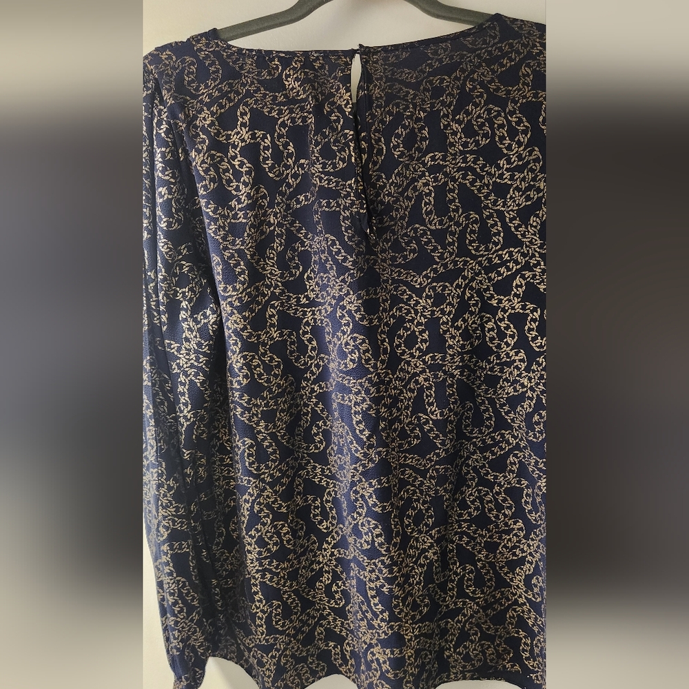 MICHAEL Michael Kors Navy and Gold Chain Blouse XL - Picture 6 of 6